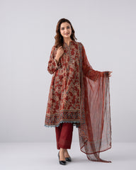 Smart Fit Digital Printed Three-Piece Lawn with Chiffon Dupatta