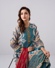 Smart Fit Digital Printed Three-Piece Lawn with Chiffon Dupatta