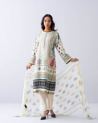 Relaxed Fit Printed Two-Piece Lawn with Chiffon Dupatta