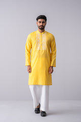 Regular Fit Embroidered Two-Tone Fabric Semi-Formal Panjabi