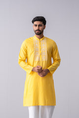 Regular Fit Embroidered Two-Tone Fabric Semi-Formal Panjabi