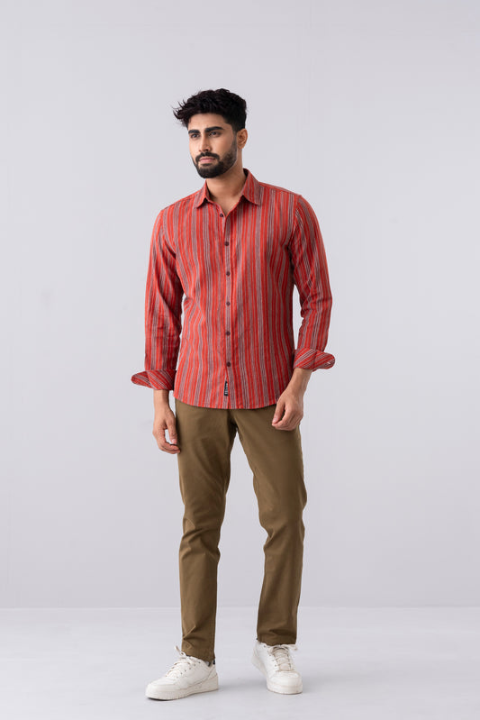 Slim Fit Striped Casual Shirt
