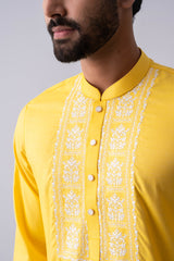 Regular Fit Embroidered Two-Tone Fabric Semi-Formal Panjabi