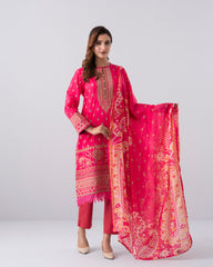 Smart Fit Printed Two-Piece Lawn with Silk Dupatta