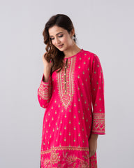 Smart Fit Printed Two-Piece Lawn with Silk Dupatta