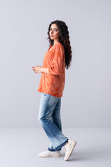 Relaxed Fit Embroidered Knit Top