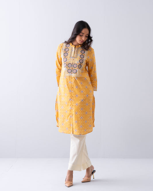 Smart Fit Embroidered One-Piece Ethnic Kurta