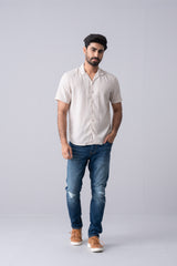 Regular Fit Solid Casual Shirt with Lapel Collar