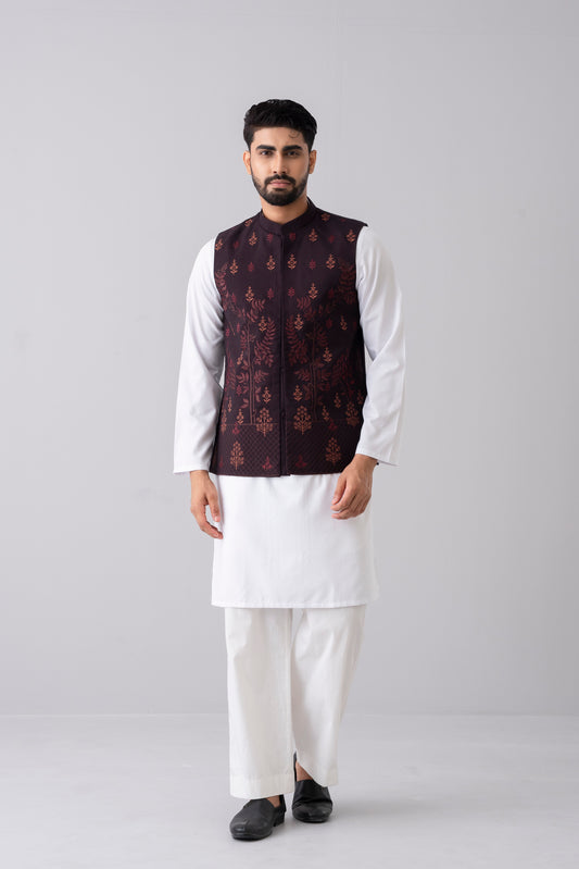 Regular Fit Embroidered Formal Waistcoat