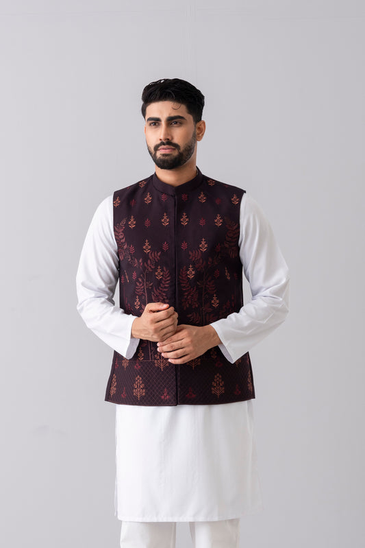 Regular Fit Embroidered Formal Waistcoat
