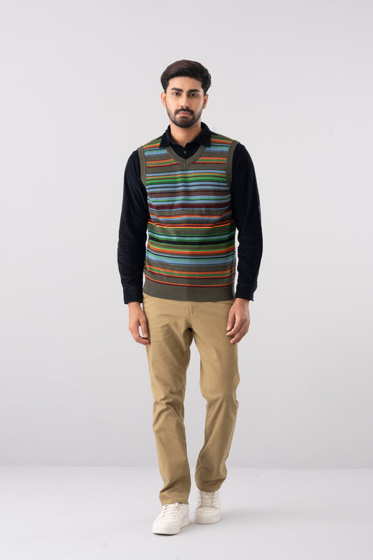 Regular Fit Yarn-Dyed Sweater Vest