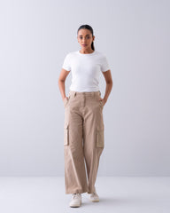 Wide Leg Cargo Twill Pant