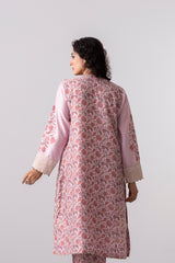 Relaxed Fit Floral Printed Three-Piece Ethnic Set with Organza Dupatta