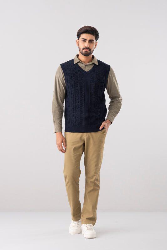 Regular Fit Cable-Knit Sweater Vest