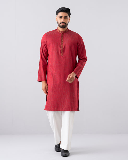 Regular Fit Embroidered Semi-Formal Panjabi