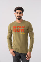 Regular Fit Towel Embroidery Brushed Fleece Sweatshirt