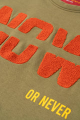 Regular Fit Towel Embroidery Brushed Fleece Sweatshirt