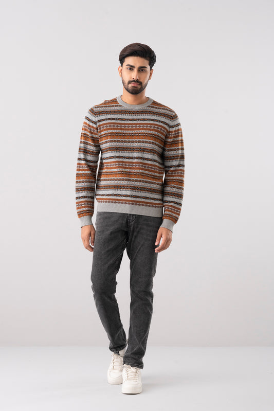 Regular Fit Yarn-Dyed Cotton Sweater