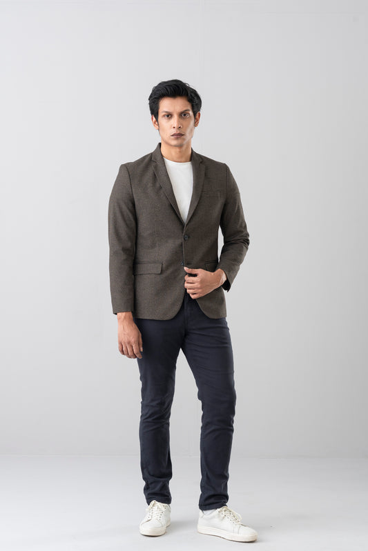 Houndstooth Blazer with Classic Notch Lapel