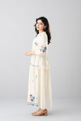 Floral Embroidered Jacquard Long Dress