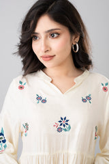 Floral Embroidered Jacquard Long Dress
