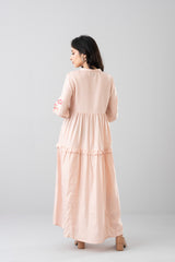 Floral Embroidered Jacquard Long Dress