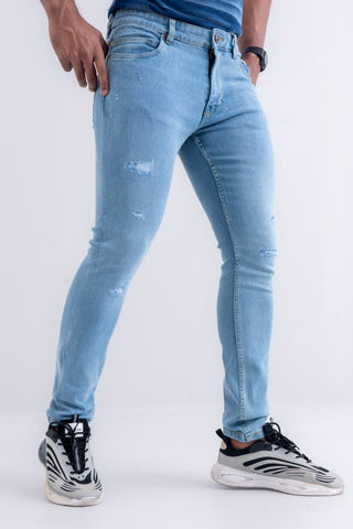 Light Blue Dobby Slim Fit Jeans