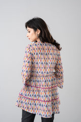 Ikat Digital Printed Fashion Top - Mystika