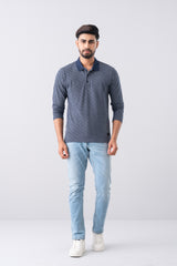 Regular Fit Full Sleeve Jacquard Polo Shirt
