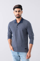 Regular Fit Full Sleeve Jacquard Polo Shirt