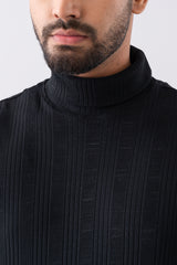 Body Fitted Long Sleeve Turtle Neck Ribbed T-Shirt