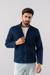High-Neck Indigo Jacket