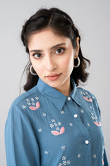 Regular Fit Viscose Embroidered Top - Mystika