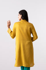 Relaxed Fit Embroidered Silk Ethnic Kurta