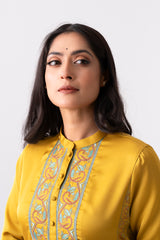 Relaxed Fit Embroidered Silk Ethnic Kurta