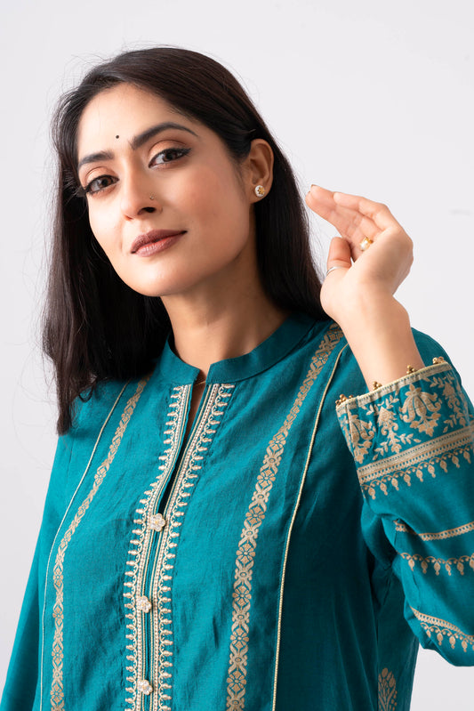 Smart Fit Embroidered Three-Piece Ethnic Set