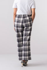 Straight Fit High-Waist Checkered Twill Pants