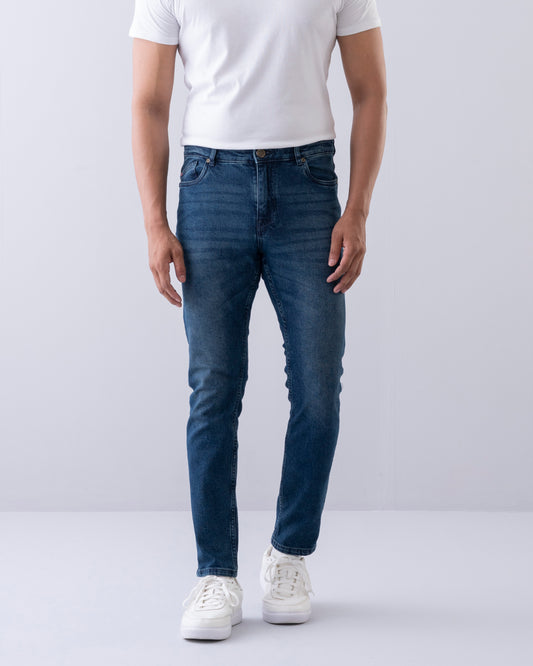 Tapered Fit Oxford Blue Jeans