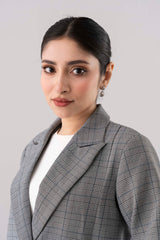 Double-Breasted Checkered Trench Coat