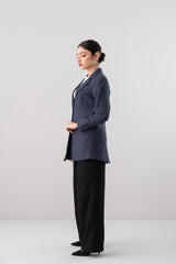 Mid-Length Blazer with Notch Lapel