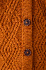 Boxy Fit Full Sleeve Cable Jacquard Cardigan