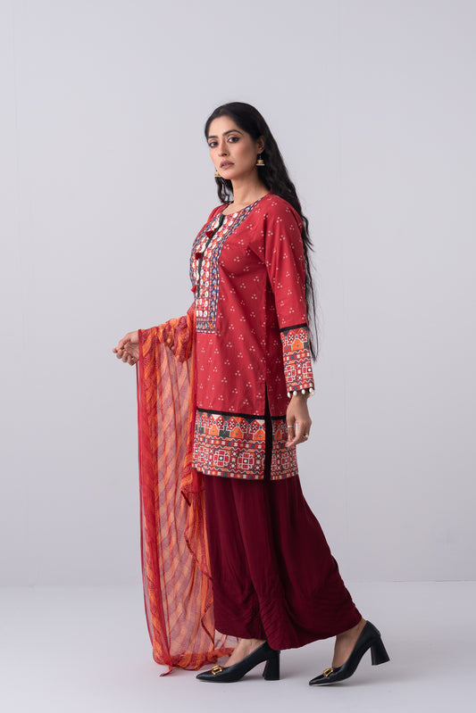 Ready-to-Wear Two-Piece Lawn with Chiffon Dupatta