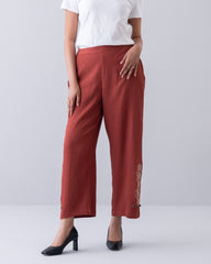 Embroidered Wide-Leg Pants - Mystika