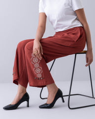 Embroidered Wide-Leg Pants - Mystika