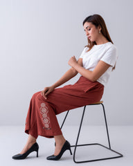 Embroidered Wide-Leg Pants - Mystika