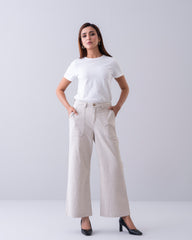 Wide Leg Cargo Twill Pant