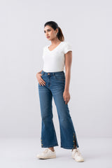 Embroidered Bell Bottom Denim