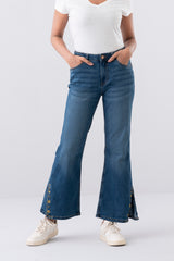 Embroidered Bell Bottom Denim