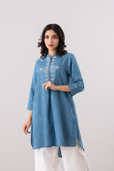 Smart Fit Embroidered Denim Ethnic Kurti