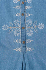 Smart Fit Embroidered Denim Ethnic Kurti